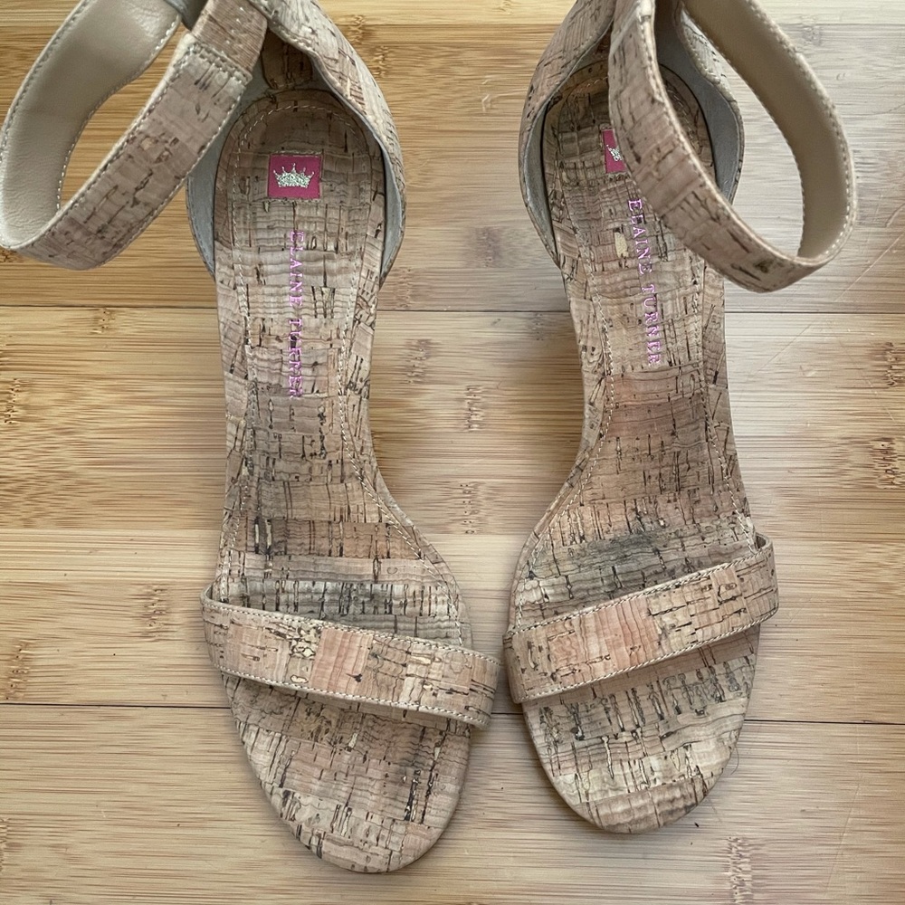Elaine Turner Cork Nude Heels